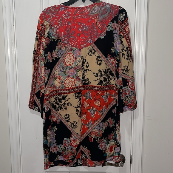 NWT Anthropologie fig & flowers, bohemian floral shirt/tunic w slit long sleeves - Picture 7 of 10